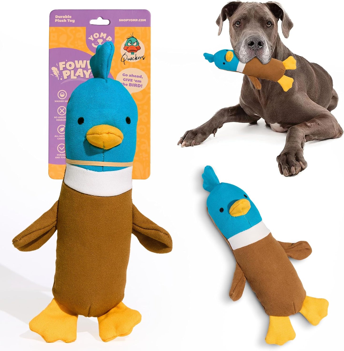 Clean and washed Yomp penguin dog toy set
