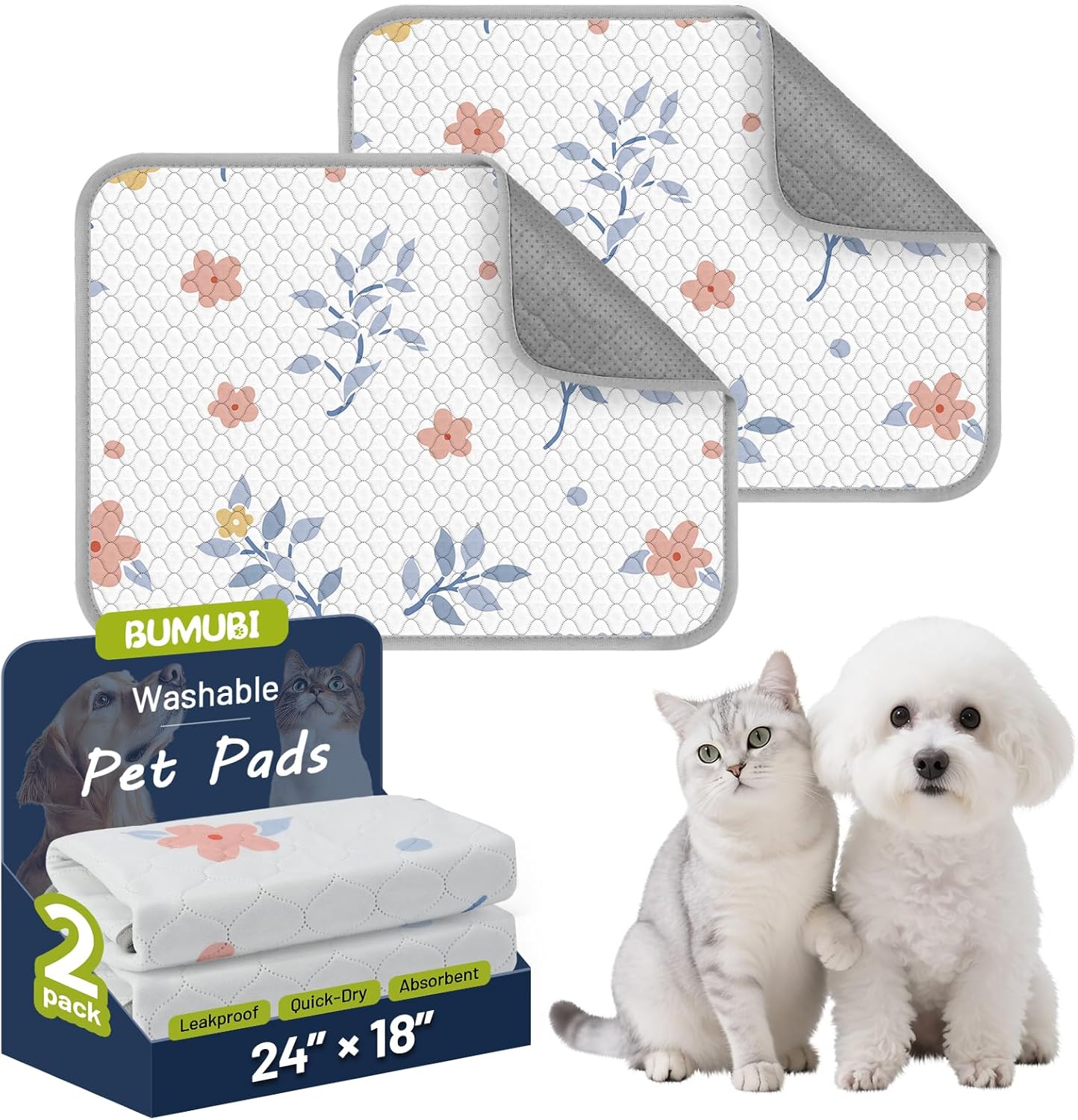 Washable Dog Pee Pads - Absorbent Reusable Puppy Training Pads, Waterproof Leak - Proof & Non - Slip for Crate Whelping Potty Training 48x48 (Pack of 2) - Image 9