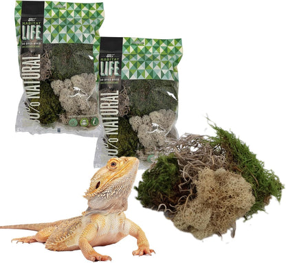 The Habitat Life - Natural Variety Pack - Mix of Reindeer, Mood, Sheet & Spanish Moss - for All Terrariums - Humidity Control - Breathable Bedding - Dye-Free & Safe - Medium - 1 Pack - Image 13