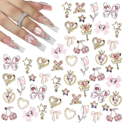 Cublive 24 piece Y2K alloy nail charms set front view