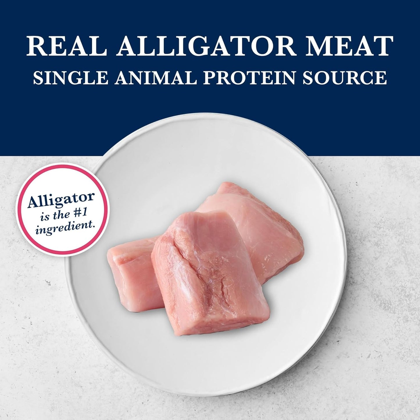 Close up of Blue Buffalo alligator grain free cat food kibble texture