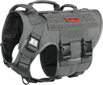 OneTigris Large Tactical Dog Harness, No Pulling Adjustable Dog Vest Harness, Heavy Duty Dog Harness with Handle, Large Hook and Loop Panels for Patch Black - Image 11