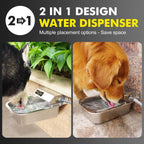 Wall mounted heavy duty dog watering trough connected to garden hose