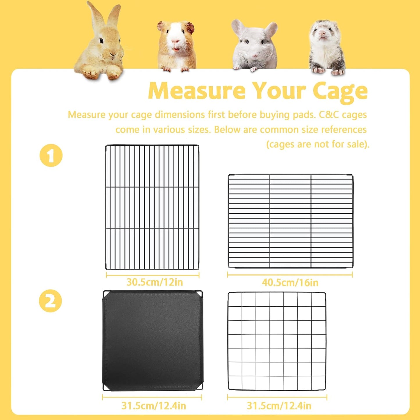 Guinea Pig Bedding, 49x24IN 2Pack Fleece Cage Liner for Midwest Cage, Super Absorbent & Odor Control & Waterproof & Reusable Washable Guinea Pig Liner, Pee Pad Mat for Small Animal, Rabbit, Bunny - Image 9