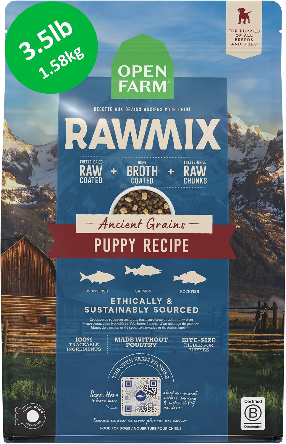Open Farm, RawMix Dry Dog Food with Ancient Grains, Protein-Packed Kibble Coated in Bone Broth with Freeze Dried Raw Chunks, Salmon Whitefish & Rockfish, Wild Ocean Recipe, 20lb Bag - Image 9