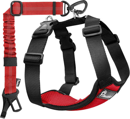 Pawaboo Dog Seat Belt Harness for Car, Dog Car Harness Seatbelt with Double Clips, Adjustable Breathable Pet Vest & Dogs Safety Tether with Elastic Bungee for Small Medium Large Pet, L, Black - Image 11