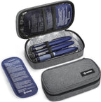 AUVON portable insulin cooler travel case front view gray insulated diabetic bag