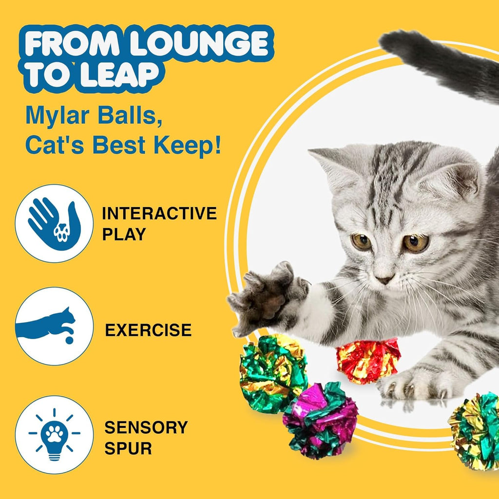 SunGrow shiny mylar crinkler toy pack for kittens and cats.