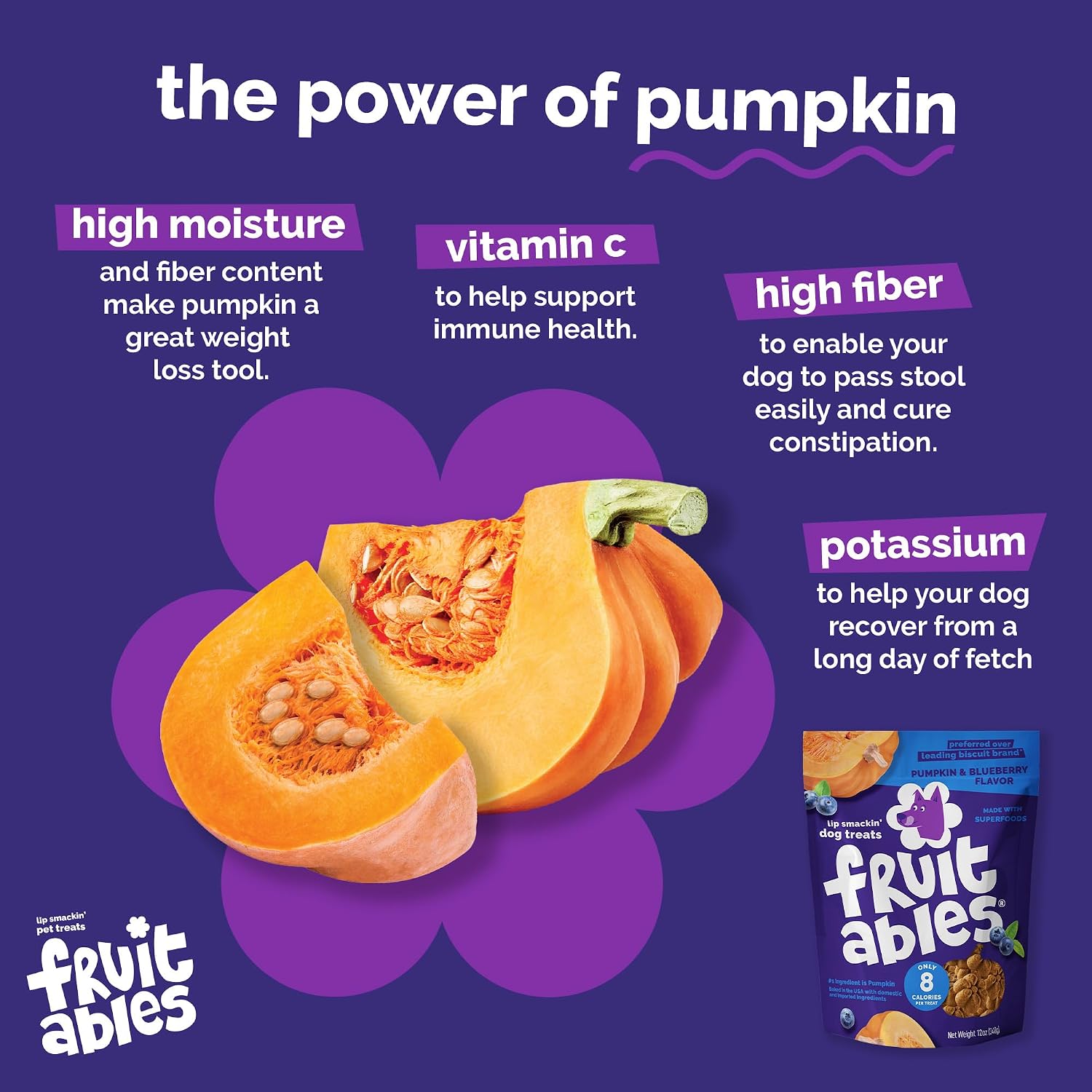 Fruitables Baked Dog Treats, Healthy Pumpkin Treat for Dogs, Low Calorie & Delicious, No Wheat, Corn or Soy, Made in the USA, Pumpkin and Blueberry Flavor, 12oz - Image 10