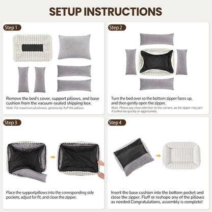 Internal structure of shredded foam and fiber filling for pet bed