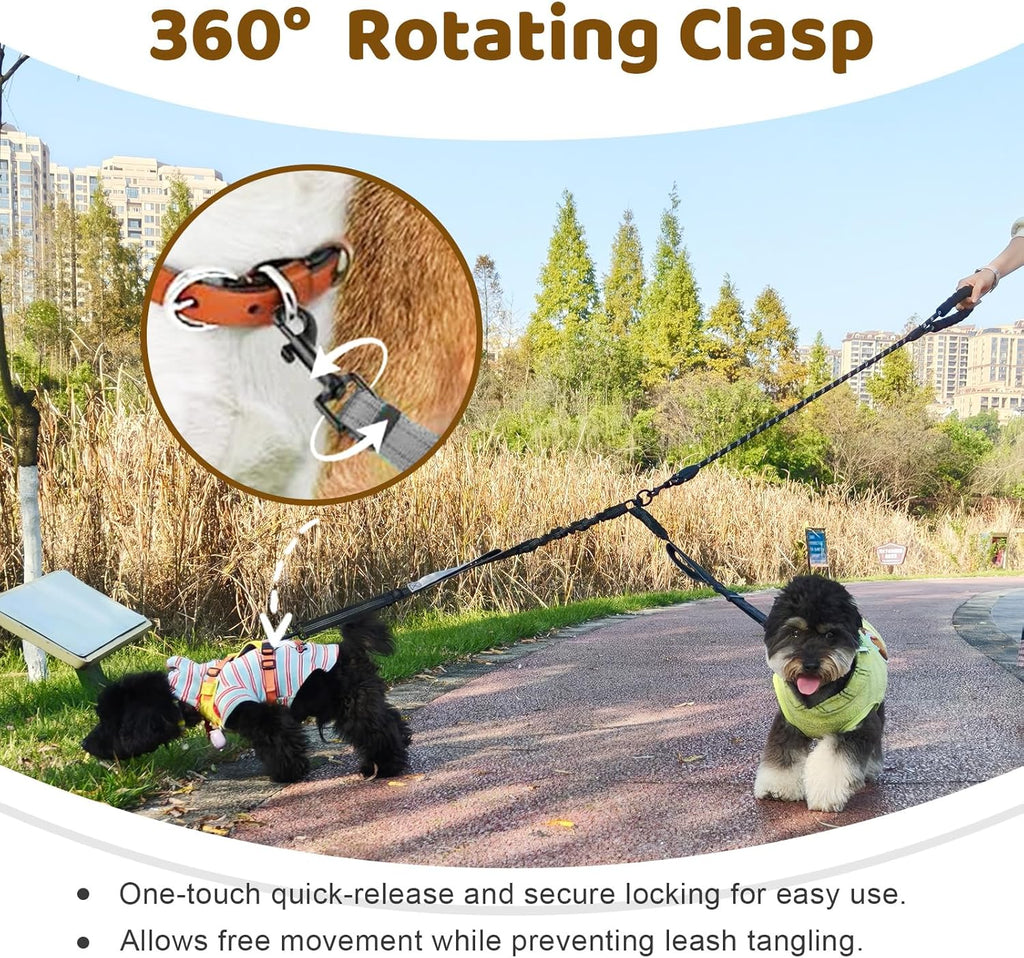LEOSASA retractable bungee leash showing shock absorbing elastic action
