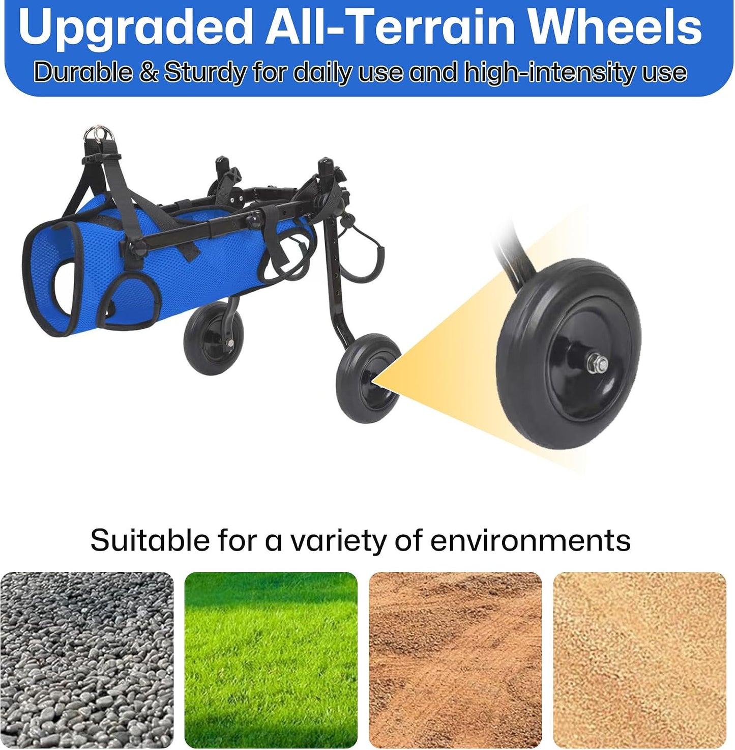 Adjustable aluminum frame details on HiSnug dog wheelchair