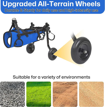 Adjustable aluminum frame details on HiSnug dog wheelchair