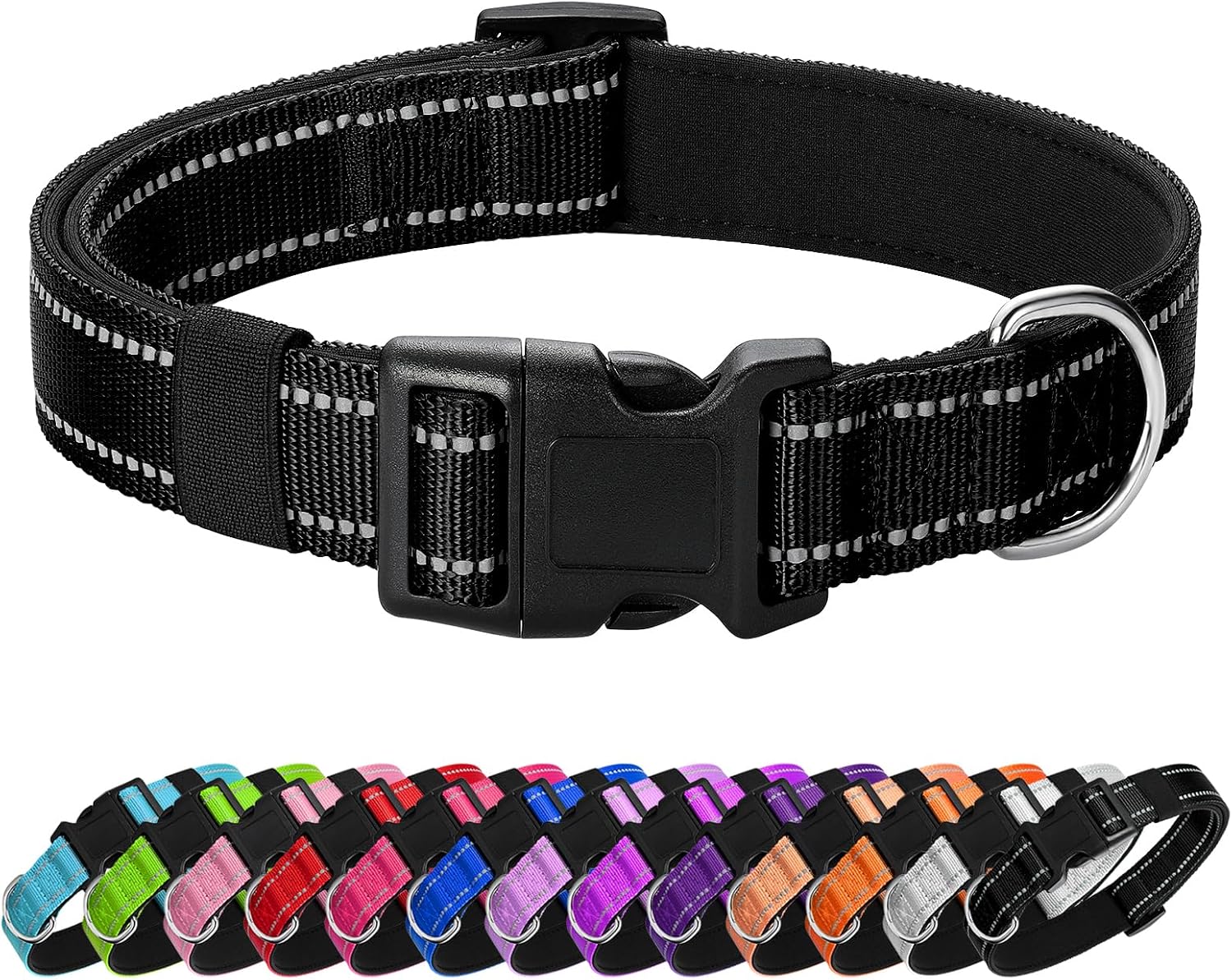 Reflective Dog Collar Padded with Soft Neoprene Breathable Quick Release Basic Dog Collars for Medium Dogs Purple Girl - Image 10