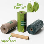 Greener Walker extra thick green dog waste bags rolls close up view