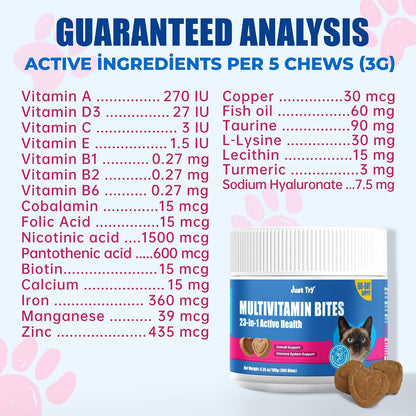 Just Try 300 count cat health supplement packaging for heart and vision support.
