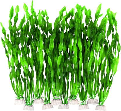 AQUANEAT fish tank artificial plants front view in a fully decorated aquarium tank