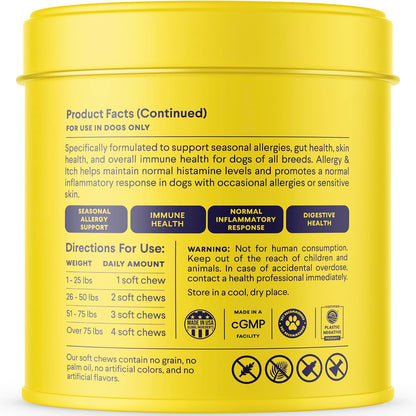 NASC certified Finn allergy and itch pet supplement for normal histamine levels.