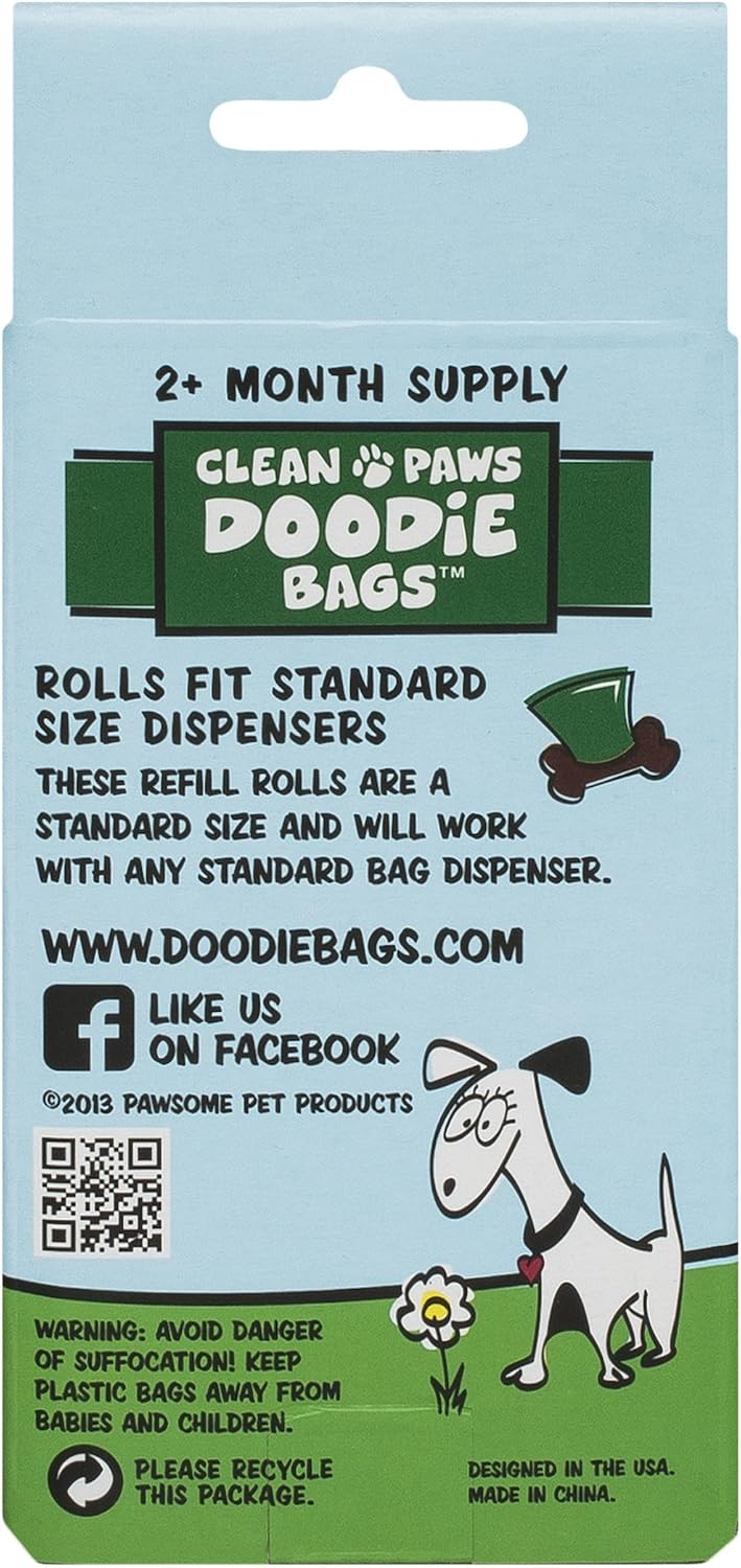 Eight pack roll of lemon scented leak proof dog poop bags.