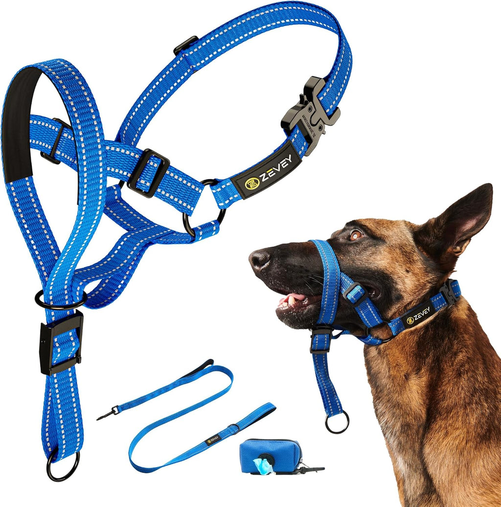 Dog Headcollar With Leash And Safety Strap Stops Heavy Pulling On The Leash Padded Reflective Head Halter For Small Medium Large Dogs Adjustable Head Harness For Training And Walking, (L, Black) - Image 15