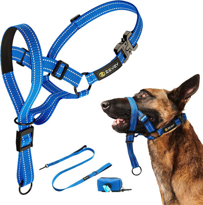 Dog Headcollar With Leash And Safety Strap Stops Heavy Pulling On The Leash Padded Reflective Head Halter For Small Medium Large Dogs Adjustable Head Harness For Training And Walking, (L, Black) - Image 15