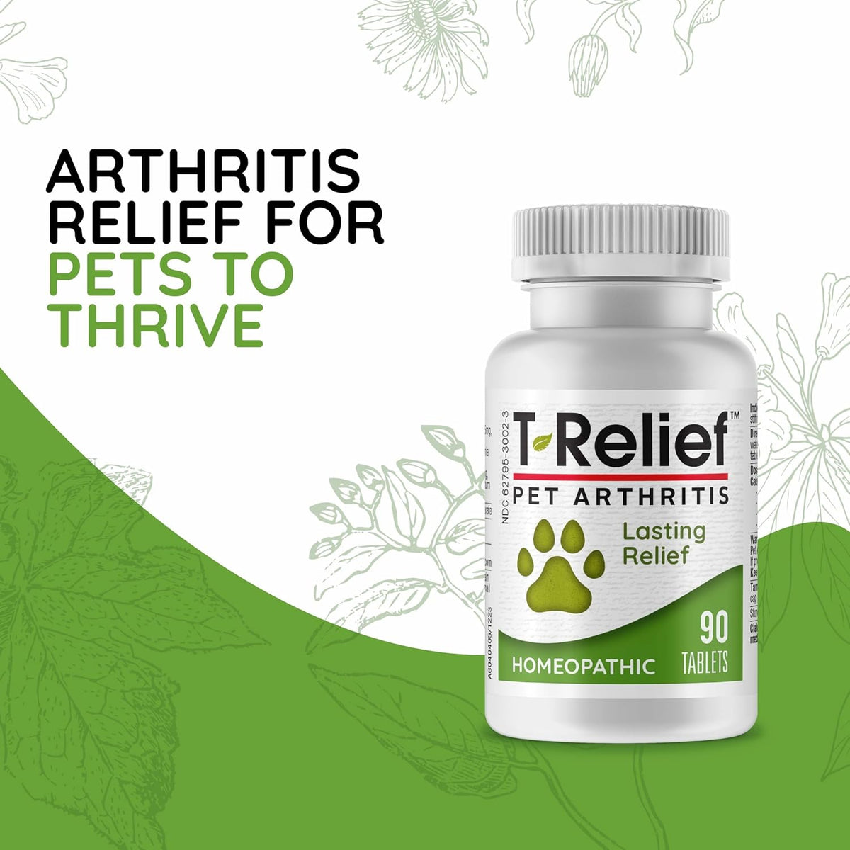 MediNatura T-Relief Pet Arthritis packaging showing Arnica and natural homeopathic active ingredients