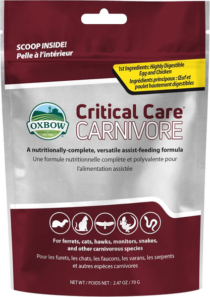 Vet recommended powdered recovery food for carnivorous pets and small animals