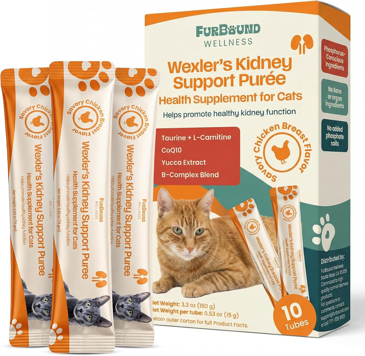 Shevat Vitamins FurBound Wellness Kidney Support PurÃ©e for cats packaging front view