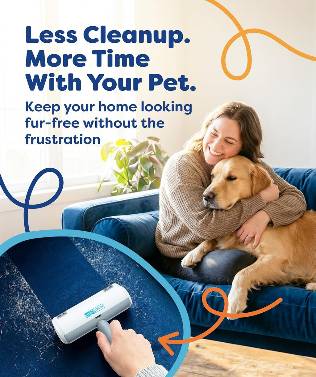 Detachable handle feature of the Triton pet hair roller for storage
