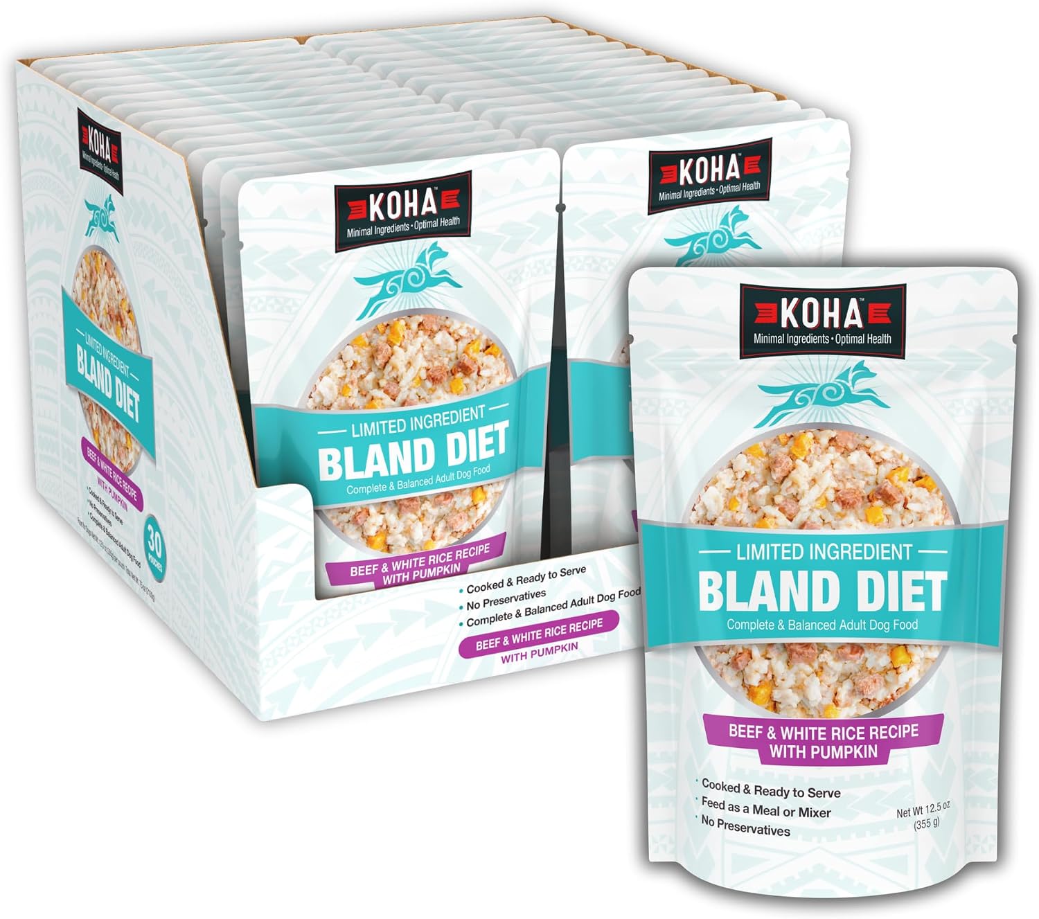 Serving suggestion of Kohapet chicken and white rice dog food