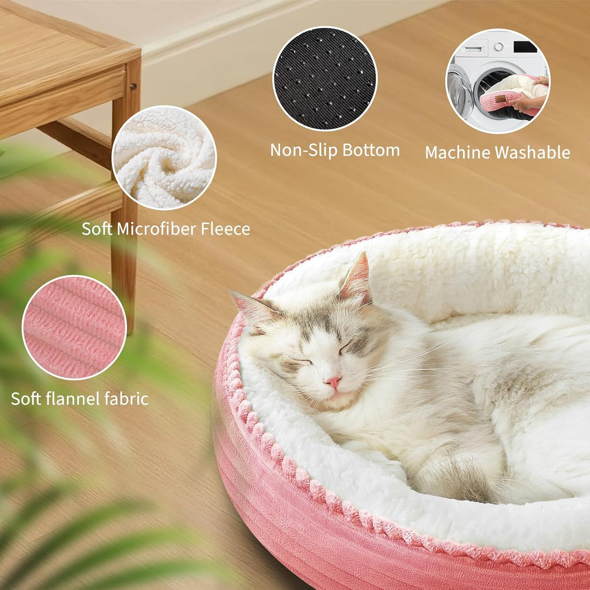 Cat resting inside 20 inch Zerbuger calming donut bed