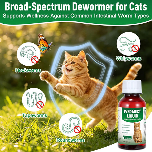 Aether liquid dewormer for cats packaging showing digestive cleanser benefits