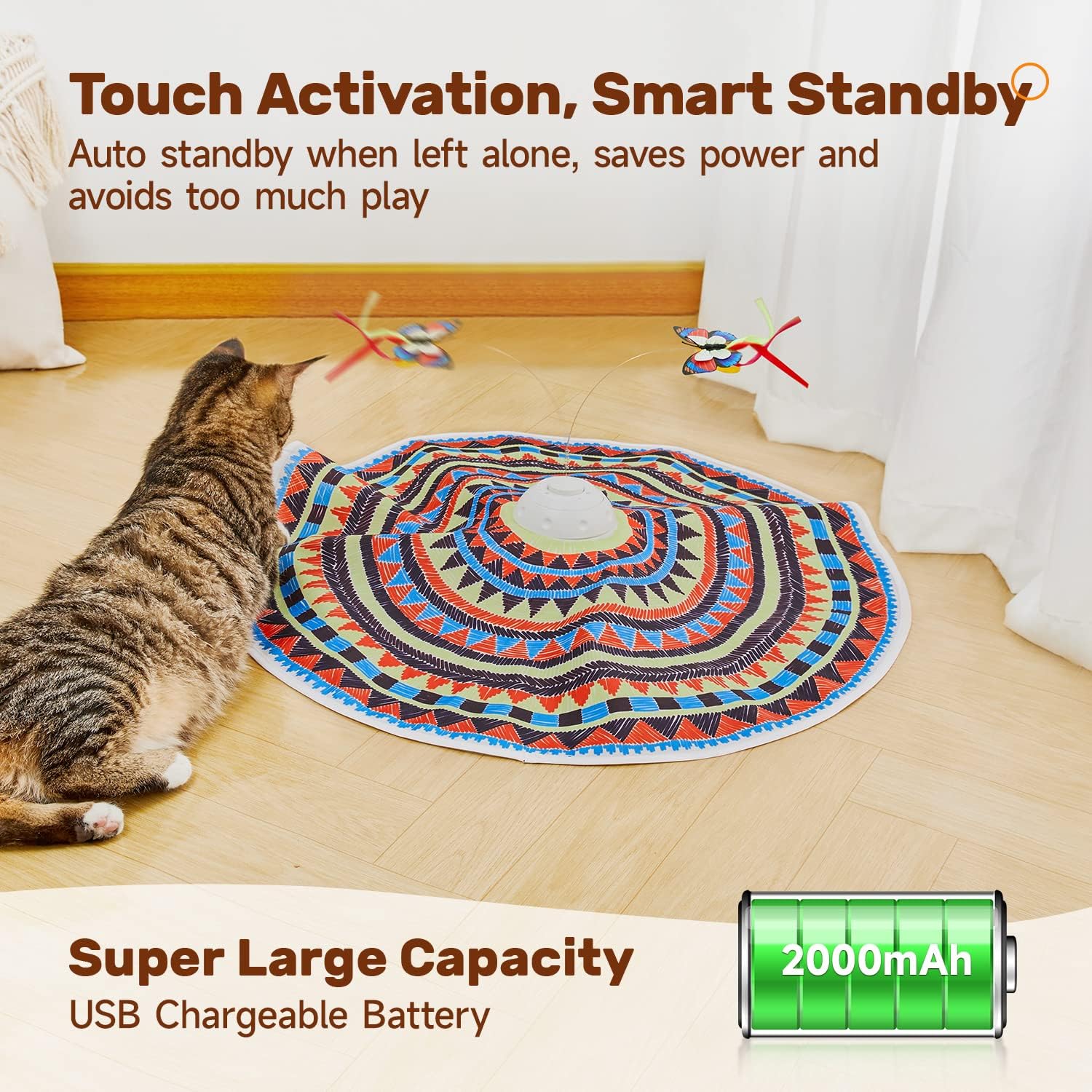Top-down view of the 22.8-inch geometric pattern fabric cover for the hide-and-seek game.
