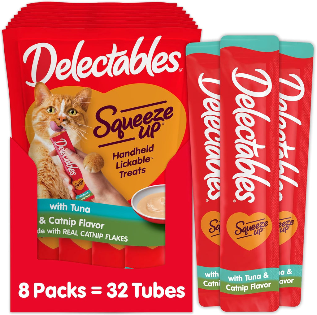 Hartz Delectables Squeeze Up Tuna and Catnip cat treats package front view