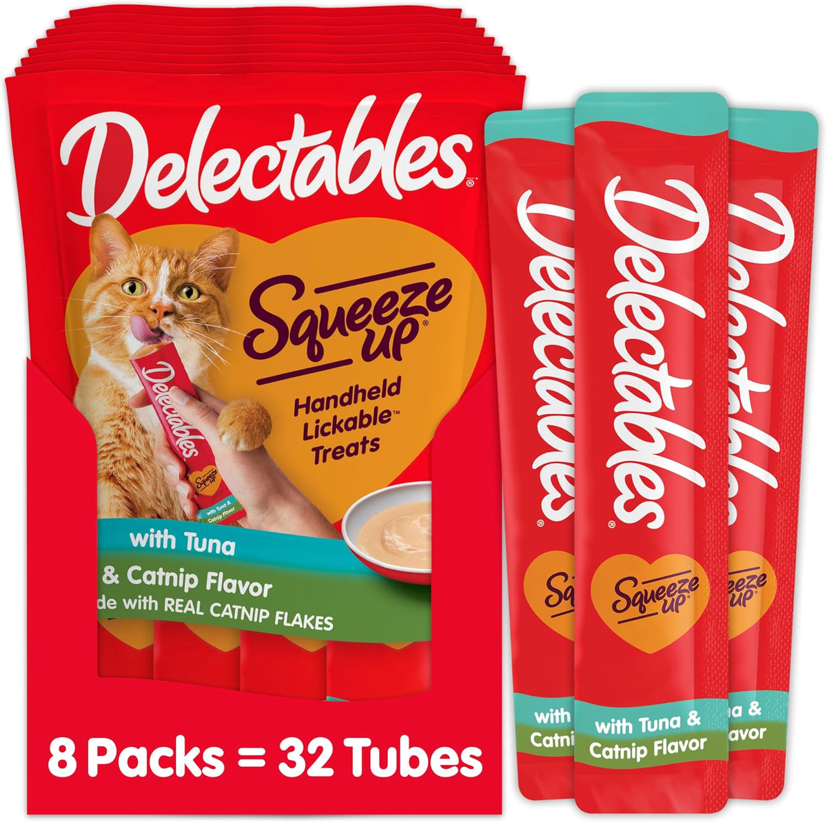 Hartz Delectables Squeeze Up Tuna and Catnip cat treats package front view