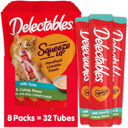 Hartz Delectables Squeeze Up Tuna and Catnip cat treats package front view