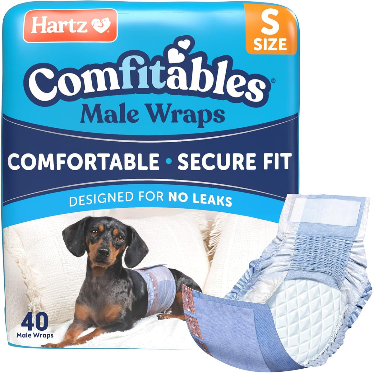 Hartz Comfitables disposable male dog wraps front packaging view