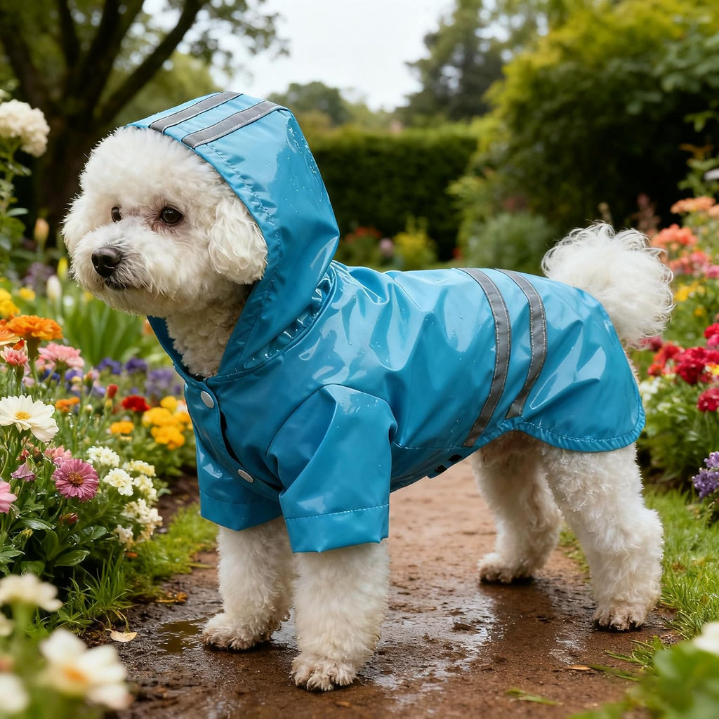 Durable polyester waterproof dog apparel ideal for small medium breeds during monsoon walks.