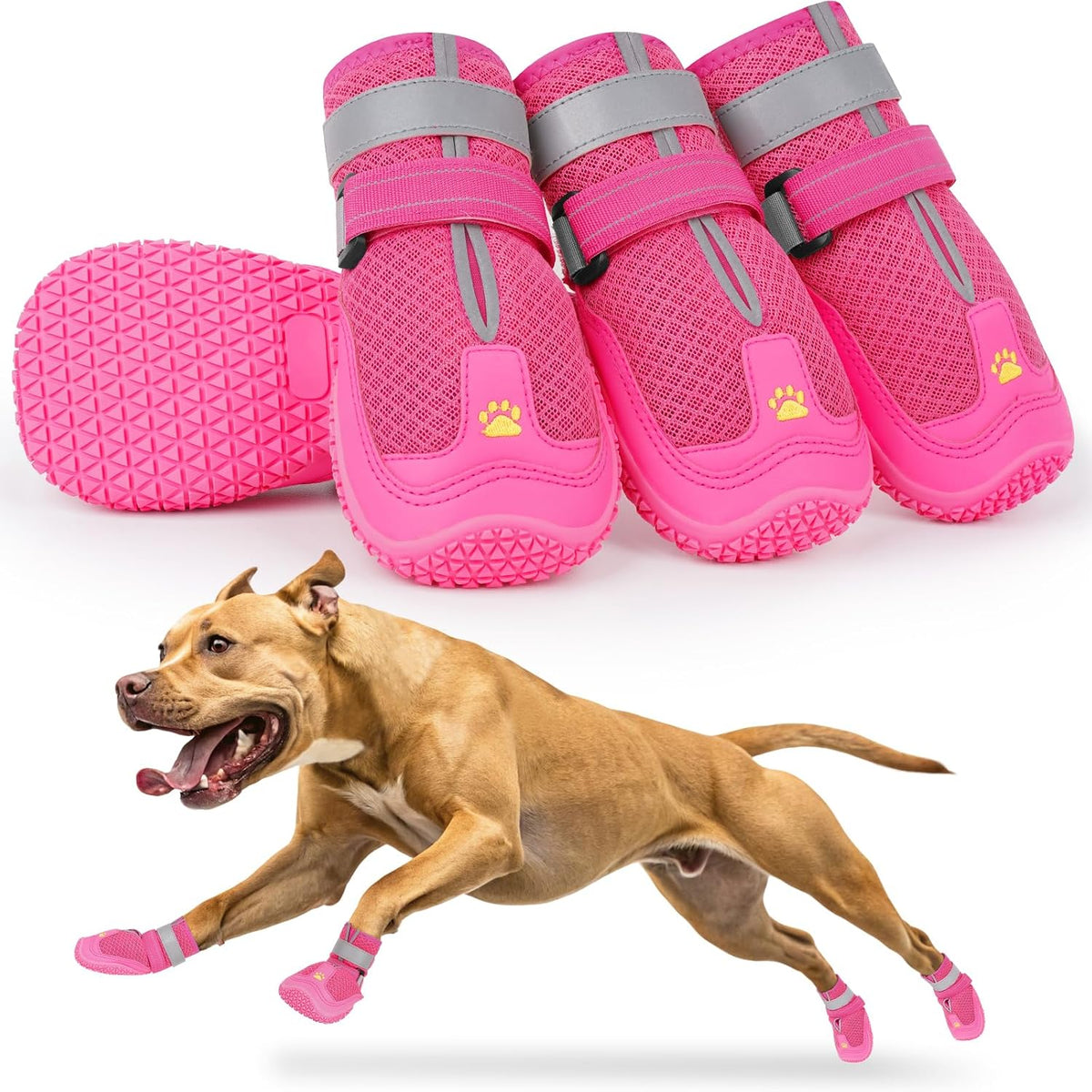 LUCKYPAW Dog Shoes for Large Medium Dogs, Breathable Dog Boots for Hot Pavement, Paw Protectors for Summer Walking Hiking Winter Snow Outdoor, No Slip Reflective Booties for Hardwood Floor-Black,6 - Image 9