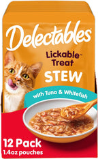 Delectables Lickable Treat Stew Wet Cat Treat with Real Tuna & Salmon, Food Topper, Hydrating, Grain-Free, No Fillers, No By-Products, No Added Preservatives, 1.4oz Pouch, 12ct - Image 14