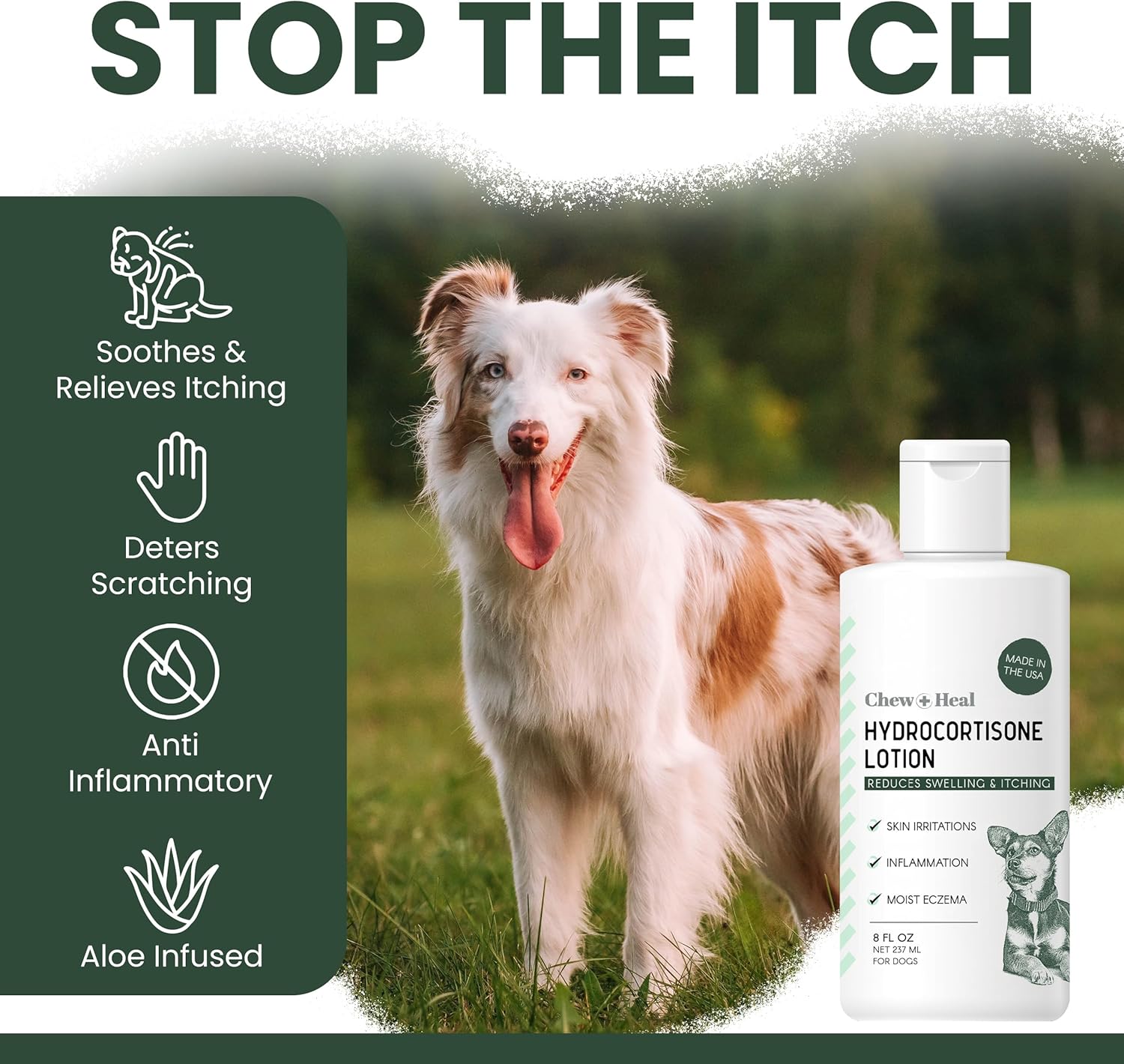 Chew and Heal Labs canine hydrocortisone cream for flea bite relief