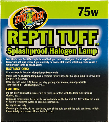 Zoo Med seventy five watt reptile halogen lamp showing internal refractor lens
