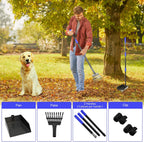 Easy to clean non stick pet poop rake and tray set being hosed down.