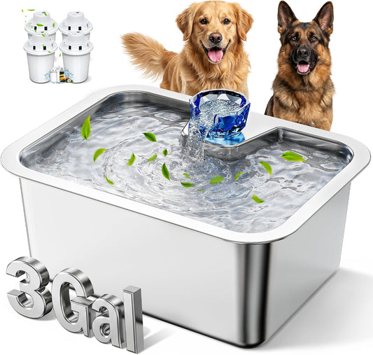 Petdott 3 Gallon Stainless Steel Dog Water Fountain front view