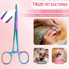 Nyutcwe rainbow stainless steel dog grooming scissors showing the adjustable tension screw control