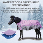 Violet grey pony turnout blanket showing 200g fill