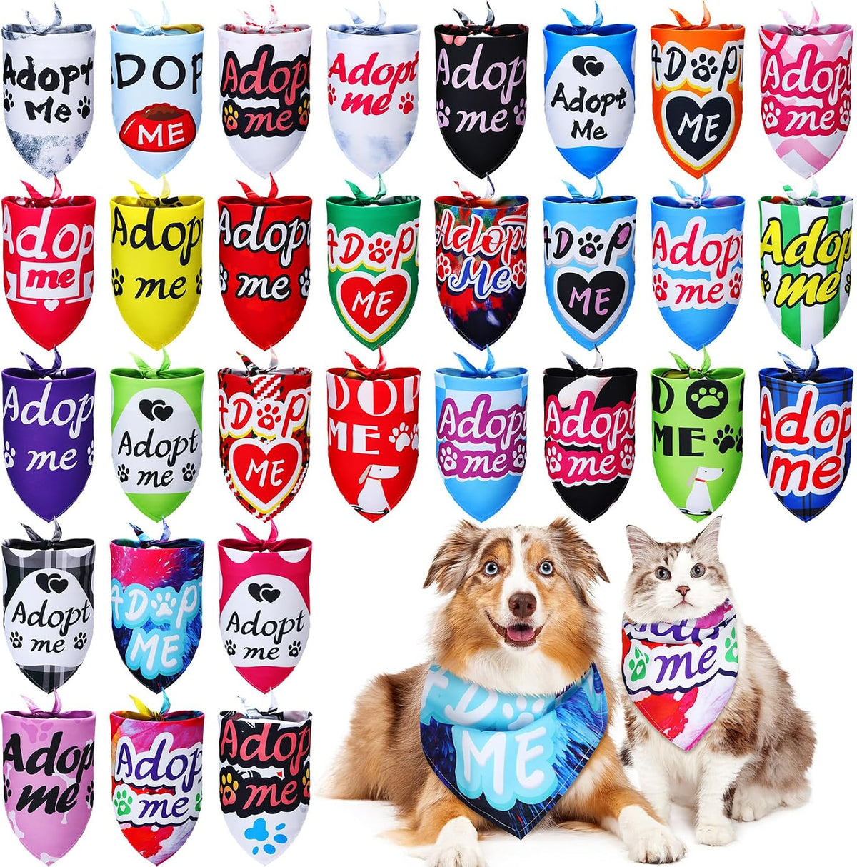 Huhumy 30 Pieces Adopt Me Dog Bandanas set front view