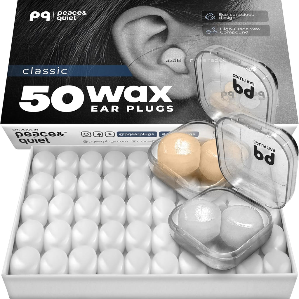Peace And Quiet wax ear plugs front view packaging