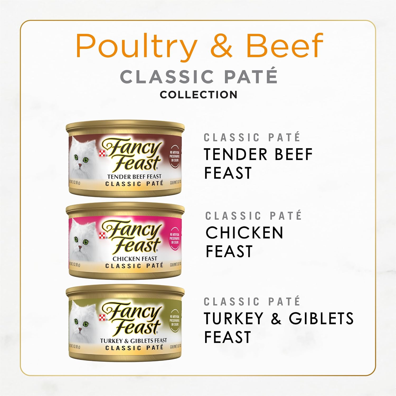 Thirty count Fancy Feast classic pate variety pack cans