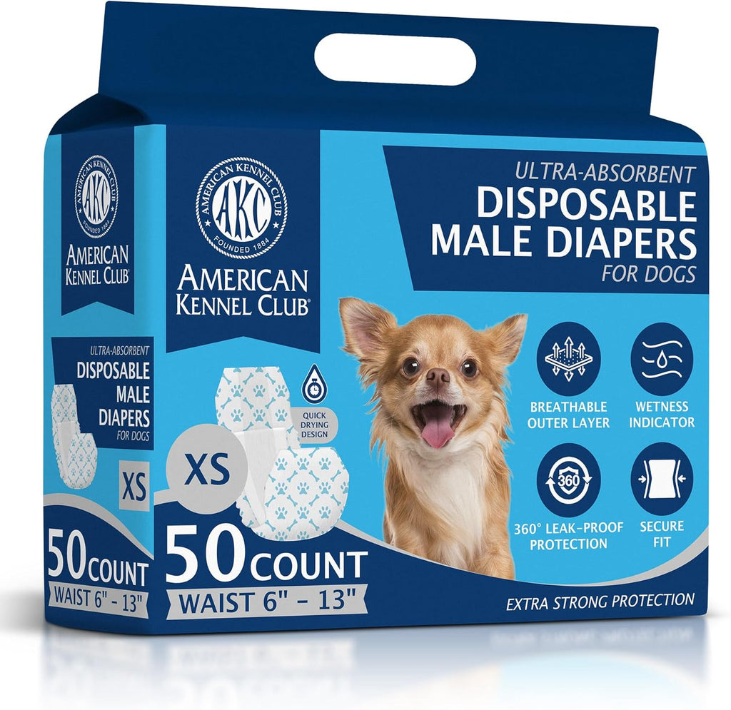 American Kennel Club Male Dog Wrap, Disposable Diapers with Wetness Indicator, Medium, 50 Count - Image 12